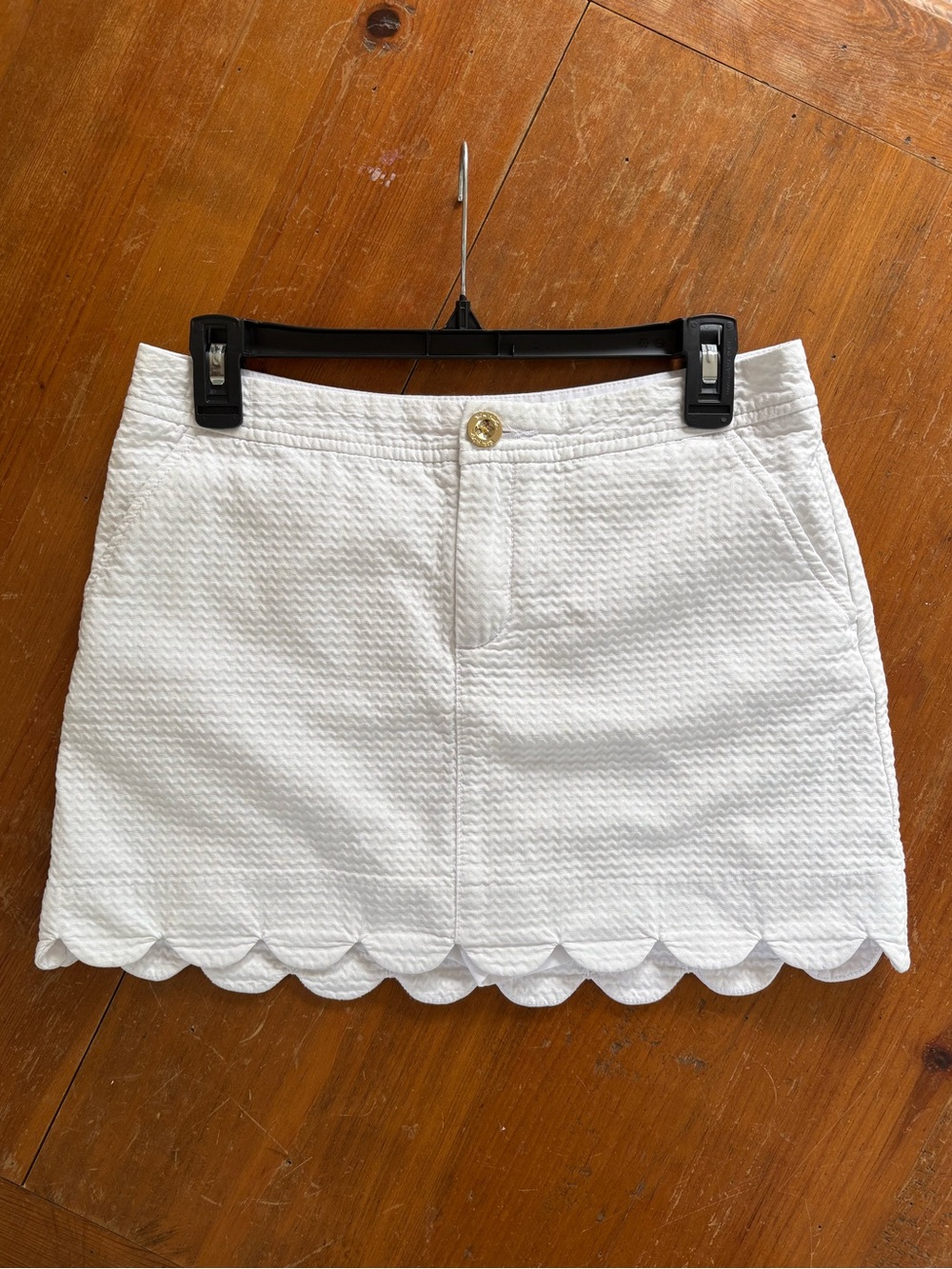 Lilly Pulitzer White Scalloped-Hem Mini Skirt